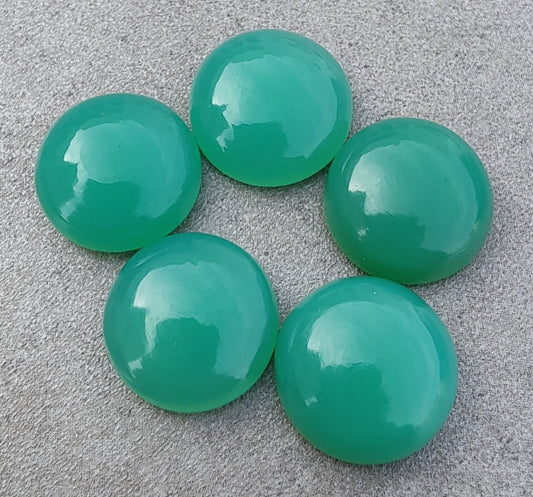 NATURAL GREEN CHALCEDONY ROUND SHAPE CABOCHON TOP GRADE CALIBRATED ROUND SHAE GEMSTONES, ALL SIZES AVAILABLE