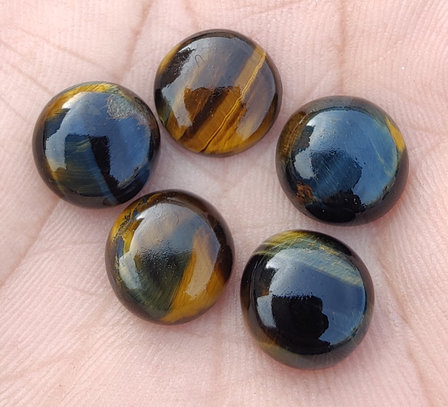 NATURAL FALCON`S EYE ROUND SHAPE FLAT BACK CABOCHON CALIBRATED ROUND SHAPE GEMSTONES, ALL SIZES AVAILABLE