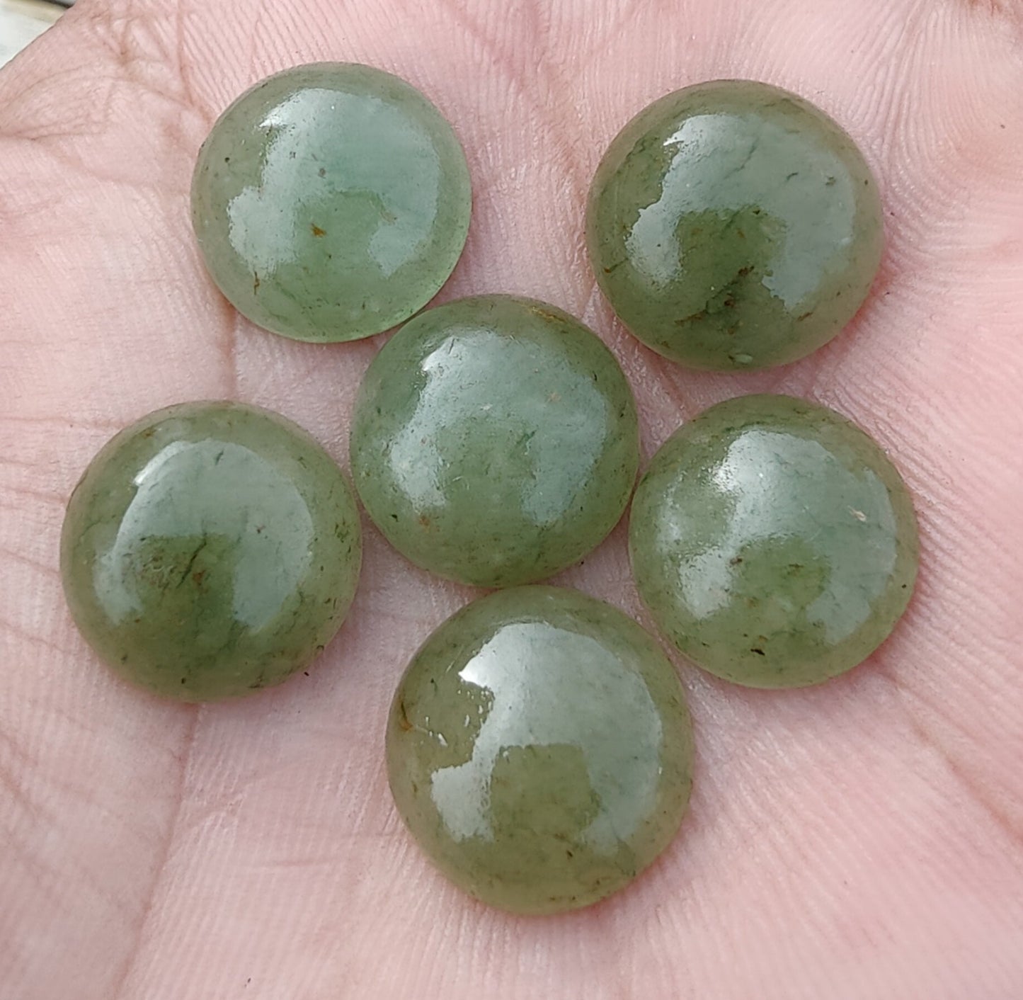 AAA+ QUALITY NATURAL AVENTURINE ROUND SHAPE CABOCHON FLAT BACK CALIBRATED GEMSTONES, ALL SIZES AVAILABLE