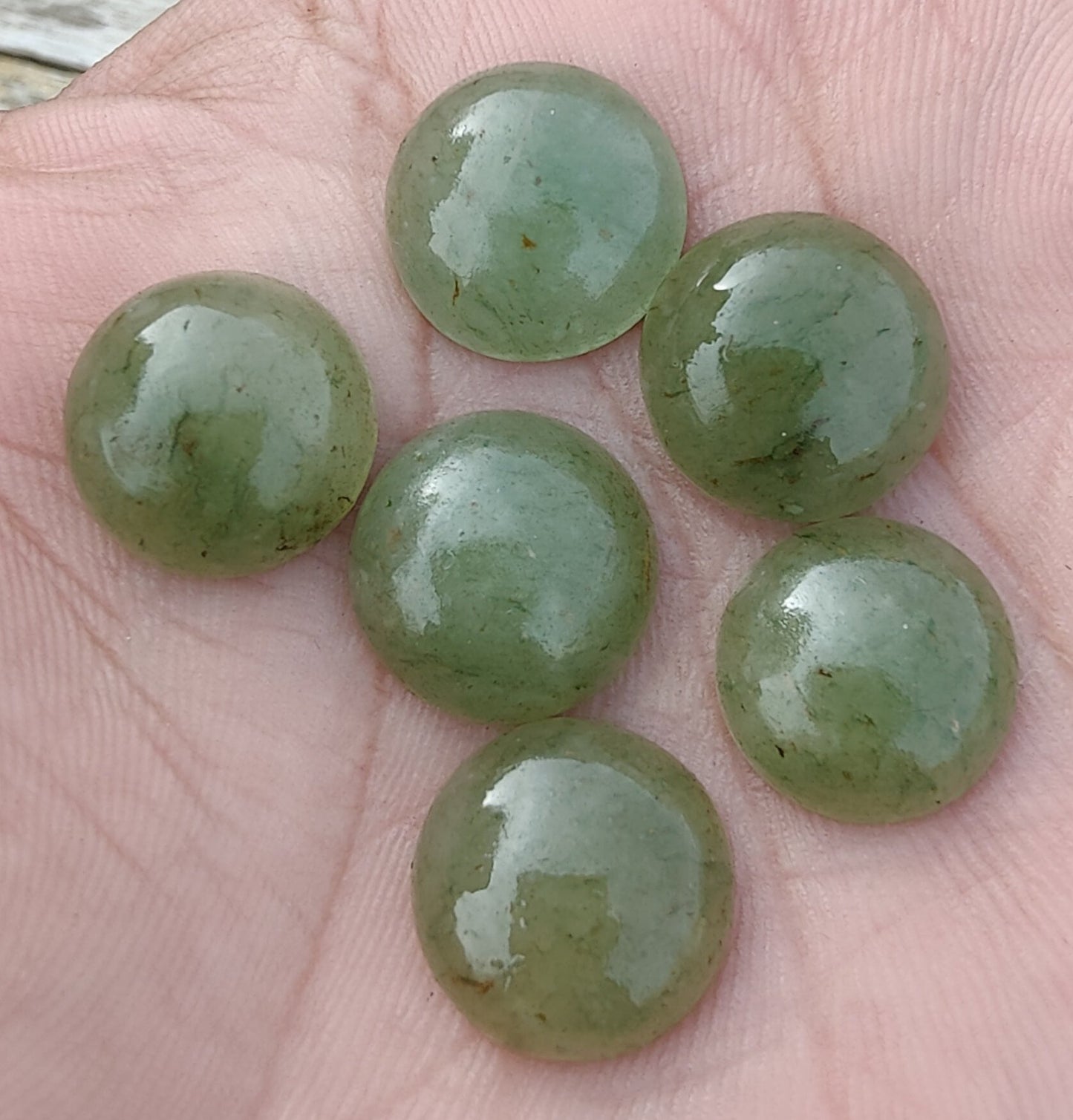 AAA+ QUALITY NATURAL AVENTURINE ROUND SHAPE CABOCHON FLAT BACK CALIBRATED GEMSTONES, ALL SIZES AVAILABLE