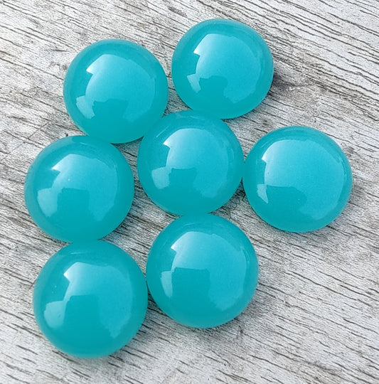 AAA+ QUALITY NATURAL BLUE CHALCEDONY ROUND SHAPE CABOCHON FLAT BACK CALIBRATED GEMSTONES, ALL SIZES AVAILABLE