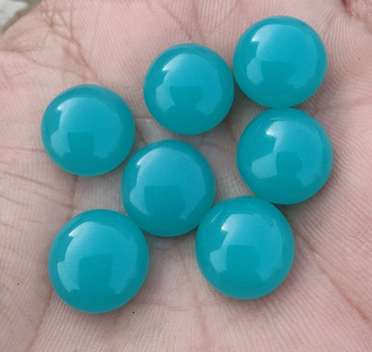 AAA+ QUALITY NATURAL BLUE CHALCEDONY ROUND SHAPE CABOCHON FLAT BACK CALIBRATED GEMSTONES, ALL SIZES AVAILABLE