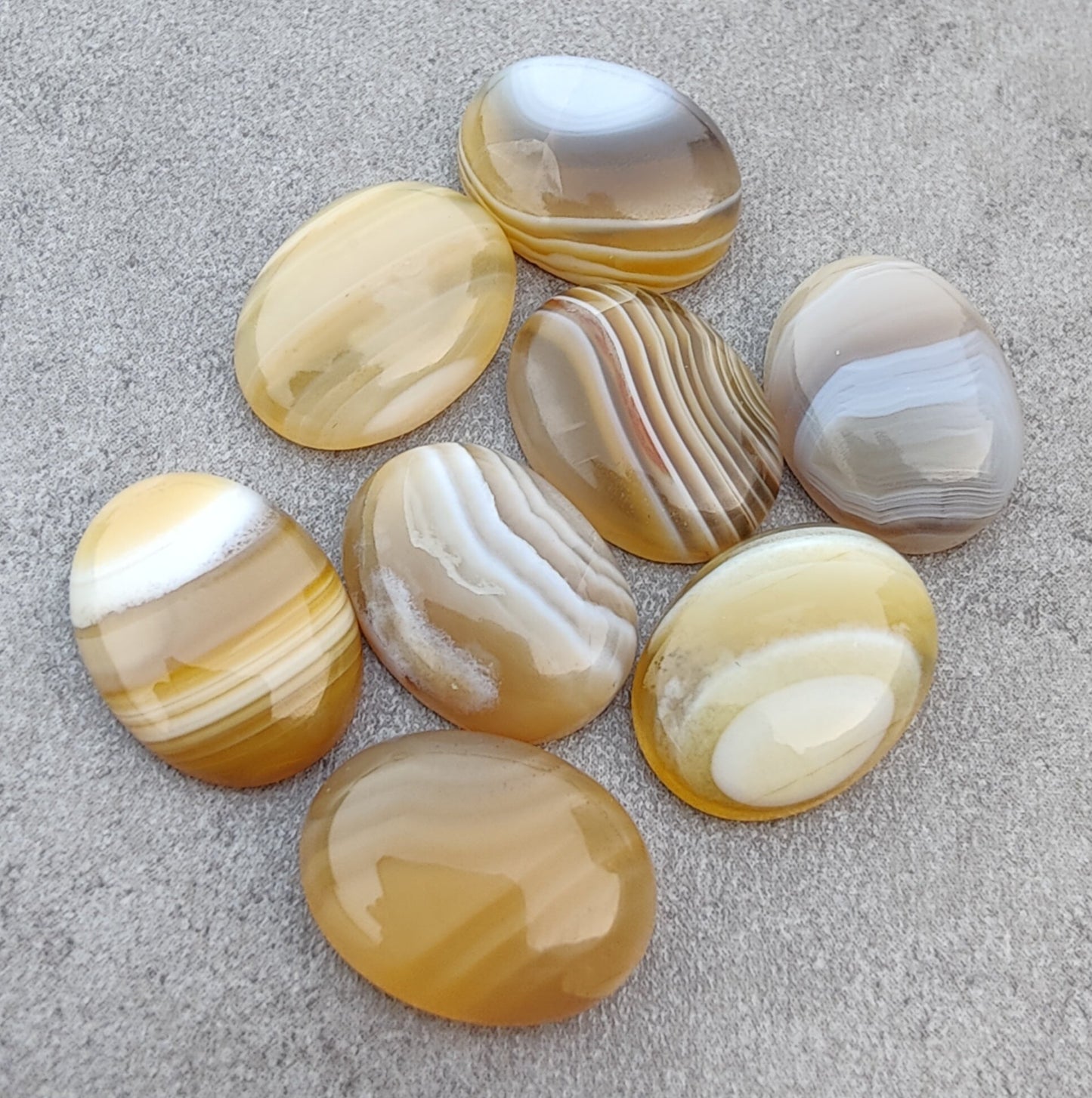 AAA+ QUALITY NATURAL BOTSWANA AGATE OVAL SHAPE CABOCHON FLAT BACK CALIRATED GEMSTONES, ALL SIZES AVAILABLE