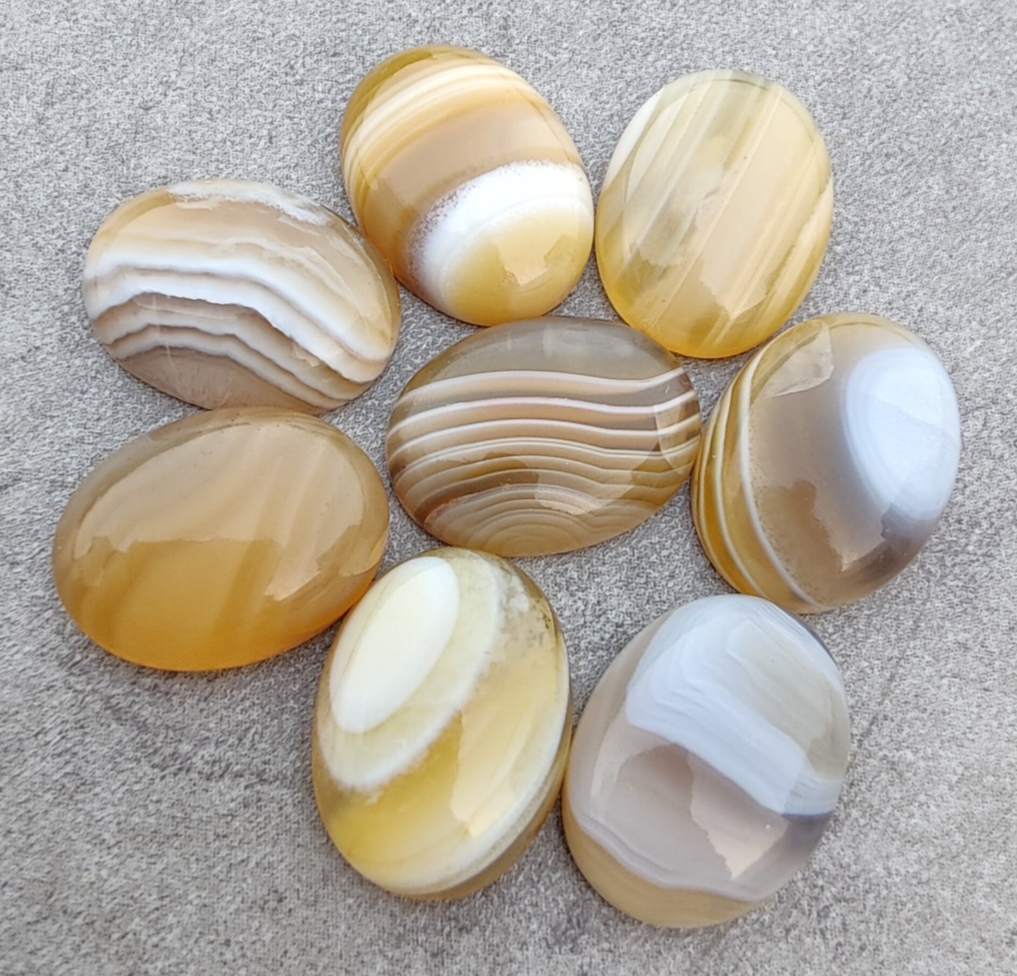 AAA+ QUALITY NATURAL BOTSWANA AGATE OVAL SHAPE CABOCHON FLAT BACK CALIRATED GEMSTONES, ALL SIZES AVAILABLE