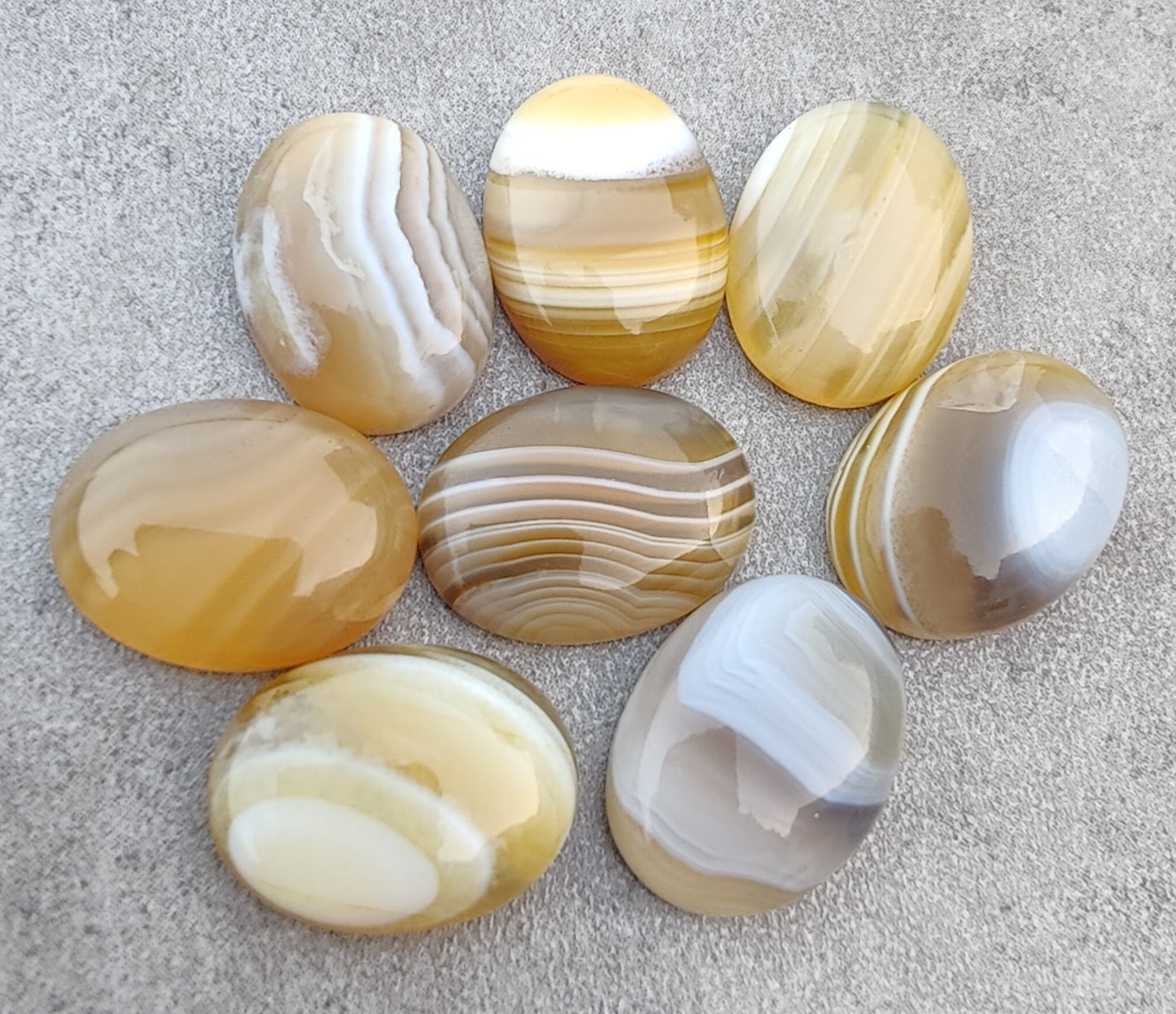 AAA+ QUALITY NATURAL BOTSWANA AGATE OVAL SHAPE CABOCHON FLAT BACK CALIRATED GEMSTONES, ALL SIZES AVAILABLE