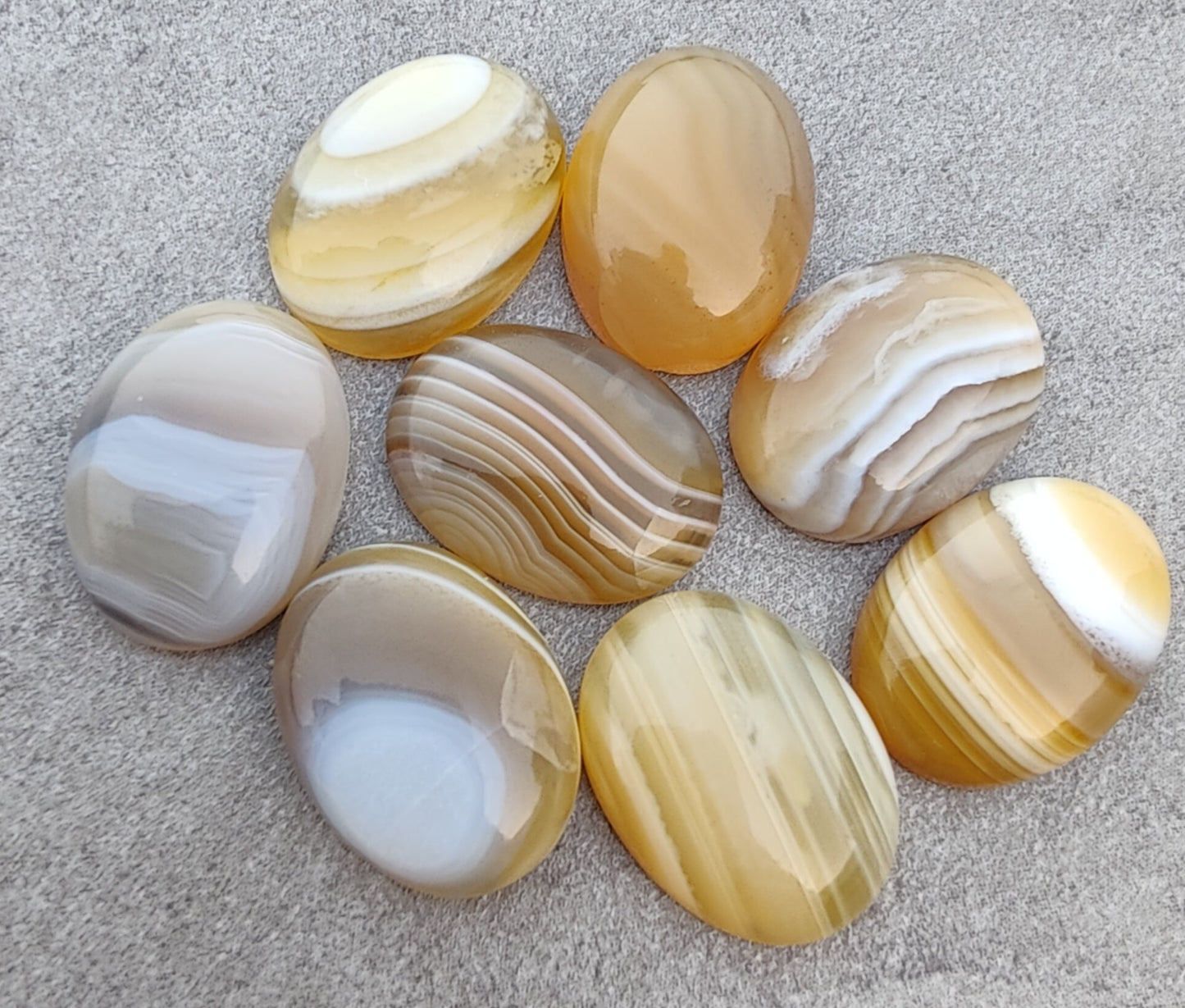 AAA+ QUALITY NATURAL BOTSWANA AGATE OVAL SHAPE CABOCHON FLAT BACK CALIRATED GEMSTONES, ALL SIZES AVAILABLE