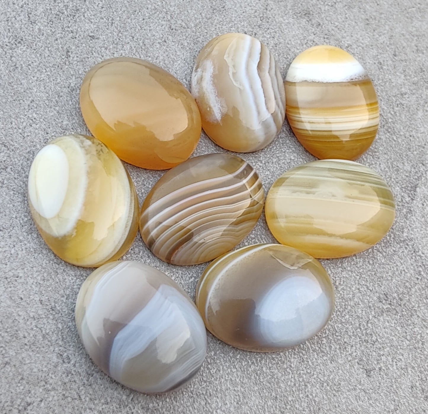 AAA+ QUALITY NATURAL BOTSWANA AGATE OVAL SHAPE CABOCHON FLAT BACK CALIRATED GEMSTONES, ALL SIZES AVAILABLE