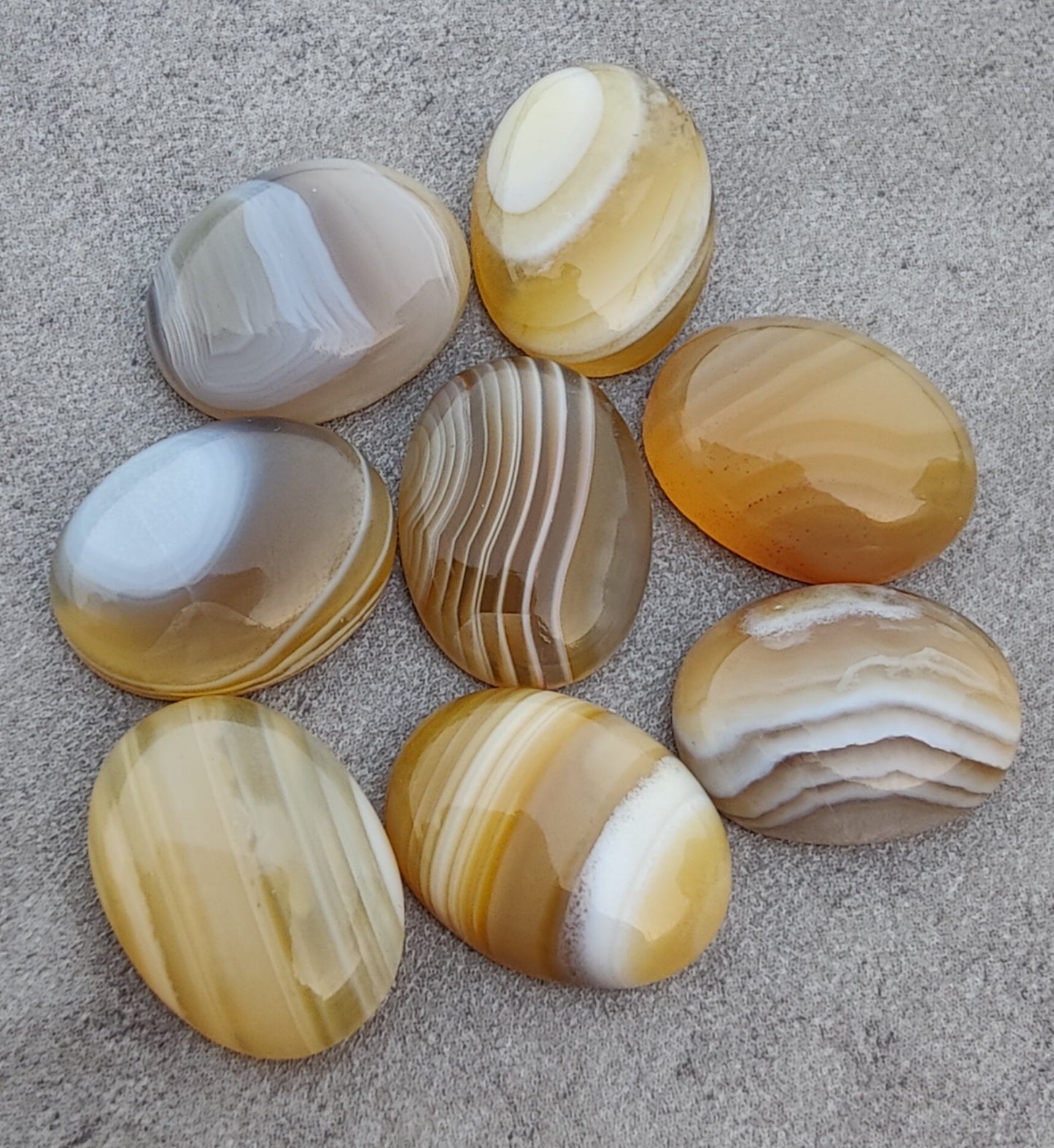 AAA+ QUALITY NATURAL BOTSWANA AGATE OVAL SHAPE CABOCHON FLAT BACK CALIRATED GEMSTONES, ALL SIZES AVAILABLE