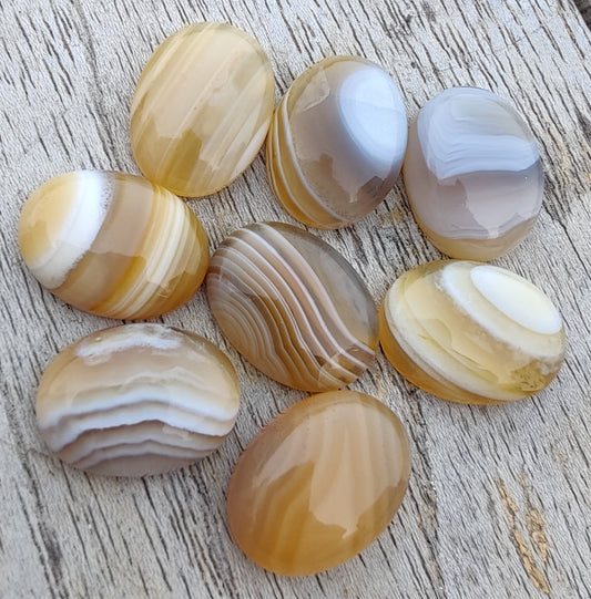 AAA+ QUALITY NATURAL BOTSWANA AGATE OVAL SHAPE CABOCHON FLAT BACK CALIRATED GEMSTONES, ALL SIZES AVAILABLE