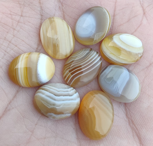 AAA+ QUALITY NATURAL BOTSWANA AGATE OVAL SHAPE CABOCHON FLAT BACK CALIRATED GEMSTONES, ALL SIZES AVAILABLE
