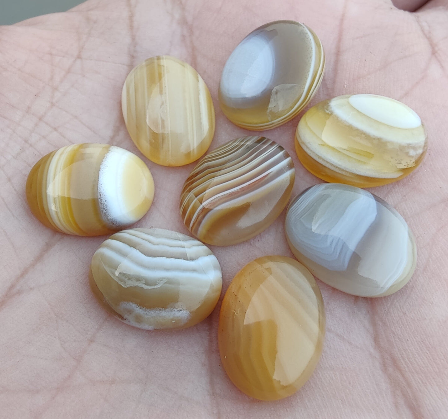 AAA+ QUALITY NATURAL BOTSWANA AGATE OVAL SHAPE CABOCHON FLAT BACK CALIRATED GEMSTONES, ALL SIZES AVAILABLE