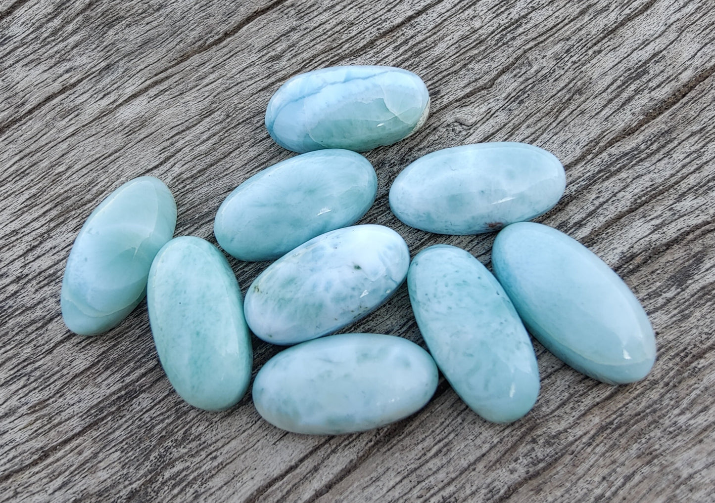 AAA+ QUALITY NATURAL LARIMAR BIG OVAL SHAPE CABOCHON FLAT BACK CALIBRATED BEDA SHAPE GEMSTONES, ALL SIZES AVAILABLE