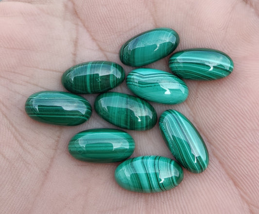 NATURAL MALACHITE BIG OVAL SHAPE CABOCHON FLAT BACK CALIBRATED BEDA SHAPE GEMSTONES, ALL SIZES AVAILABLE