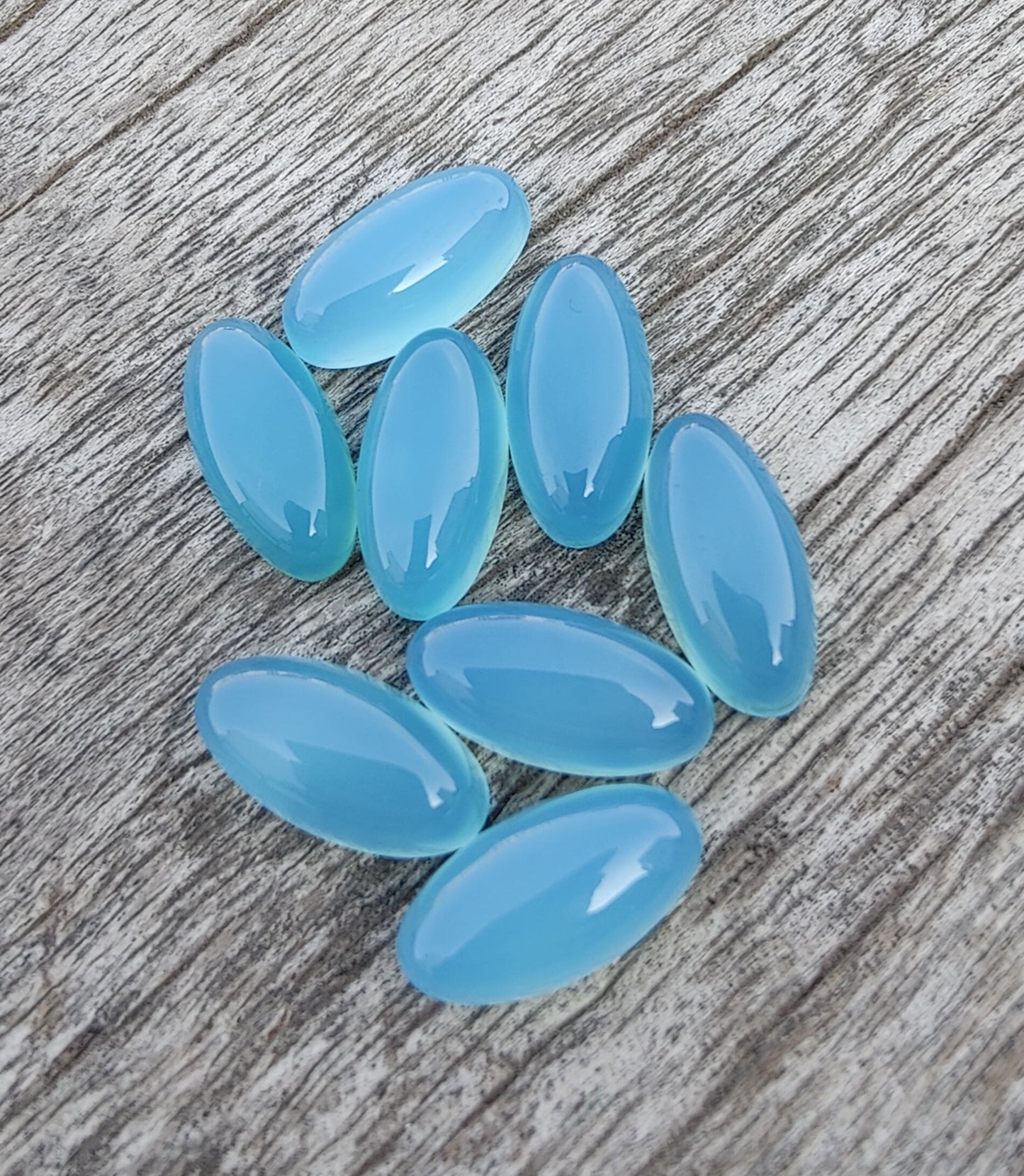 NATURAL BLUE CHALCEDONY BEDA SHAPE CABOCHON FLAT BACK BIG OVAL SHAPE CALIBRATED GEMSTONES, ALL SIZES AVAILABLE