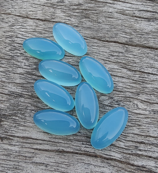 NATURAL BLUE CHALCEDONY BEDA SHAPE CABOCHON FLAT BACK BIG OVAL SHAPE CALIBRATED GEMSTONES, ALL SIZES AVAILABLE