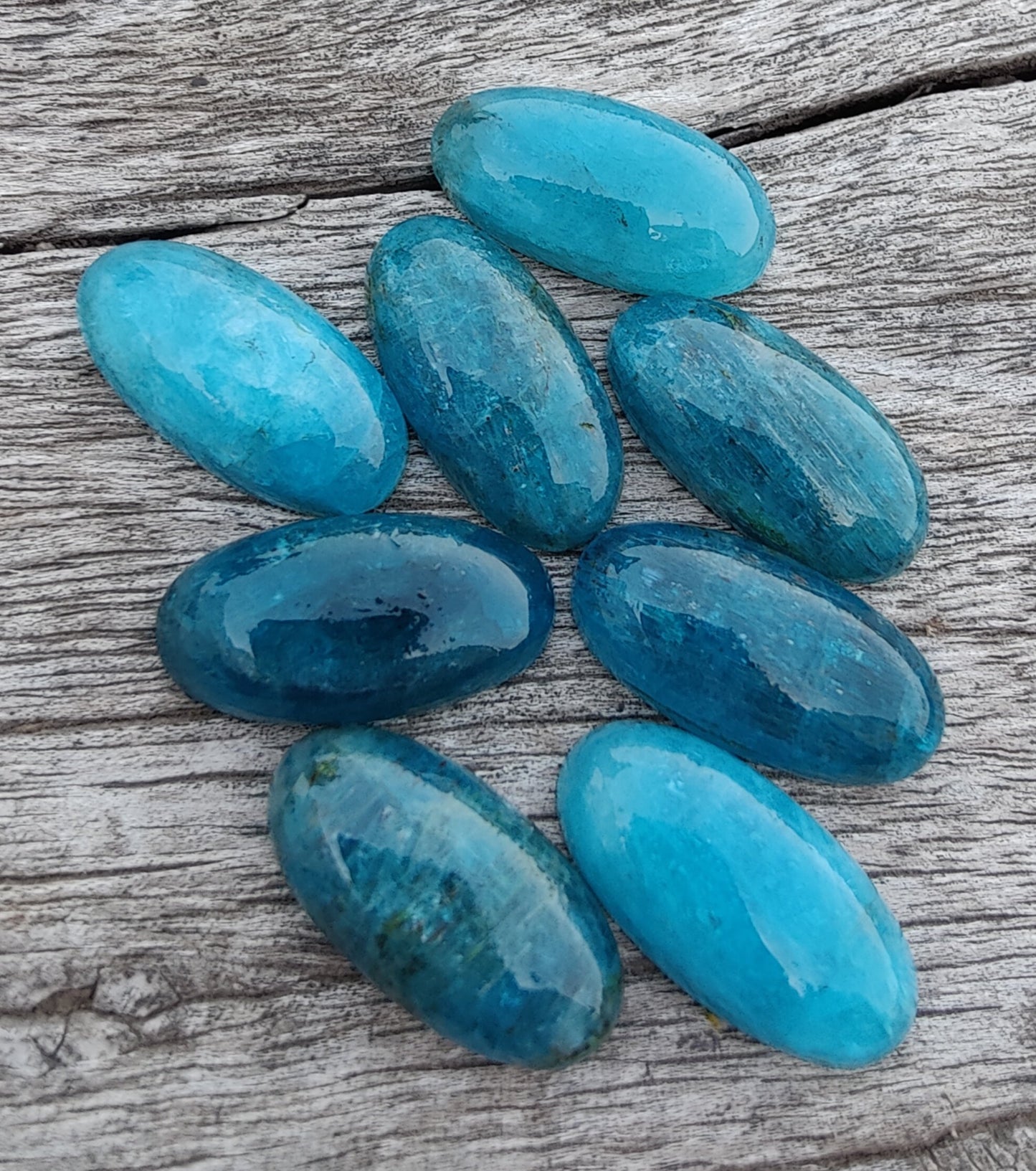 AAA+ QUALITY NATURAL NEON APATITE BIG OVAL SHAPE CABOCHON FLAT BACK CALIBRATED BEDA SHAPE GEMSTONES, ALL SIZES AVAILABLE