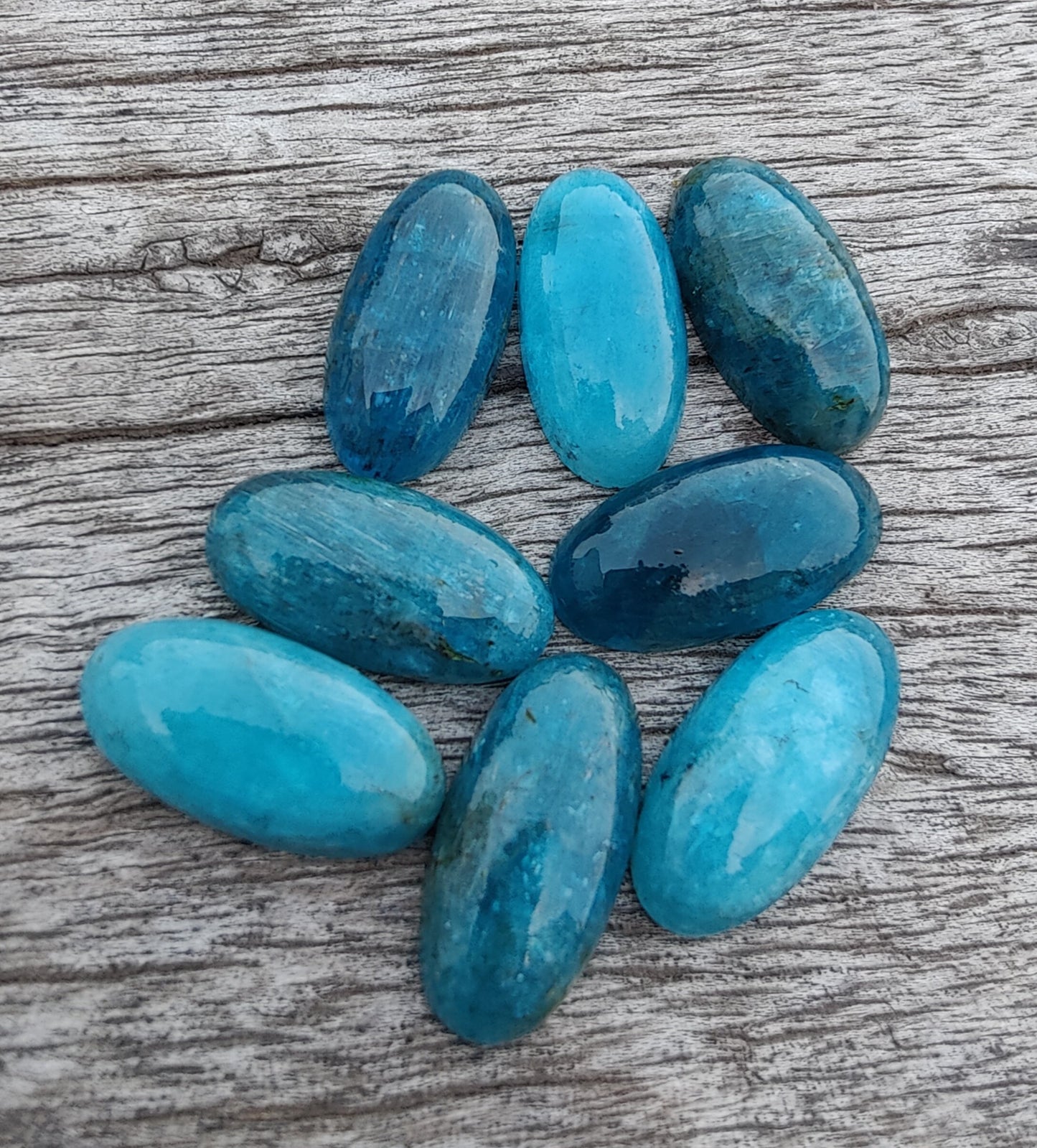AAA+ QUALITY NATURAL NEON APATITE BIG OVAL SHAPE CABOCHON FLAT BACK CALIBRATED BEDA SHAPE GEMSTONES, ALL SIZES AVAILABLE
