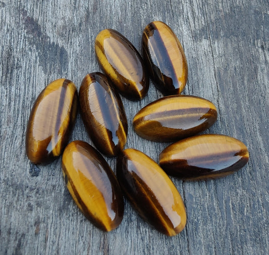 AAA+ QUALITY NATURAL TIGER EYE CABOCHON FLAT BACK BIG OVAL SHAPE CALIBRATED BEDA SHAPE GEMSTONES, ALL SIZES AVAILABLE