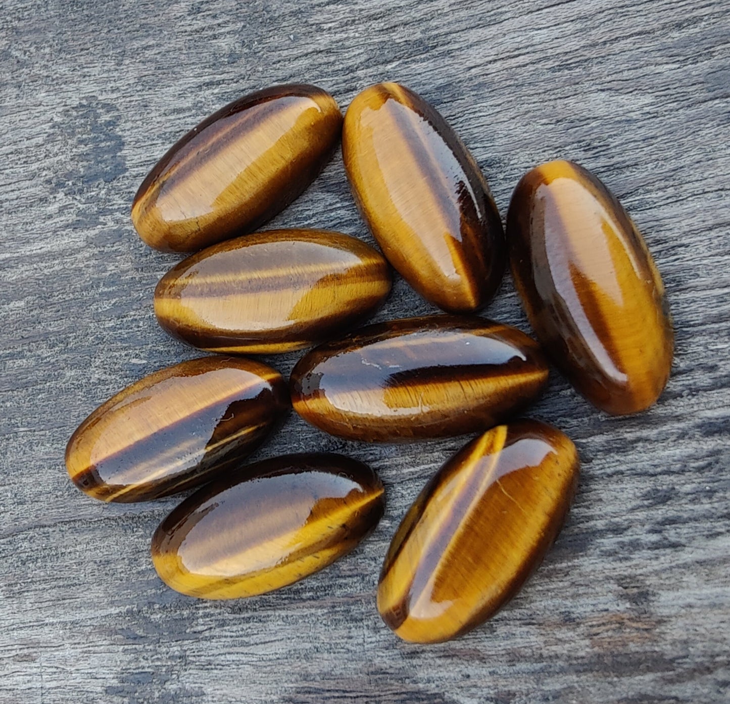 AAA+ QUALITY NATURAL TIGER EYE CABOCHON FLAT BACK BIG OVAL SHAPE CALIBRATED BEDA SHAPE GEMSTONES, ALL SIZES AVAILABLE