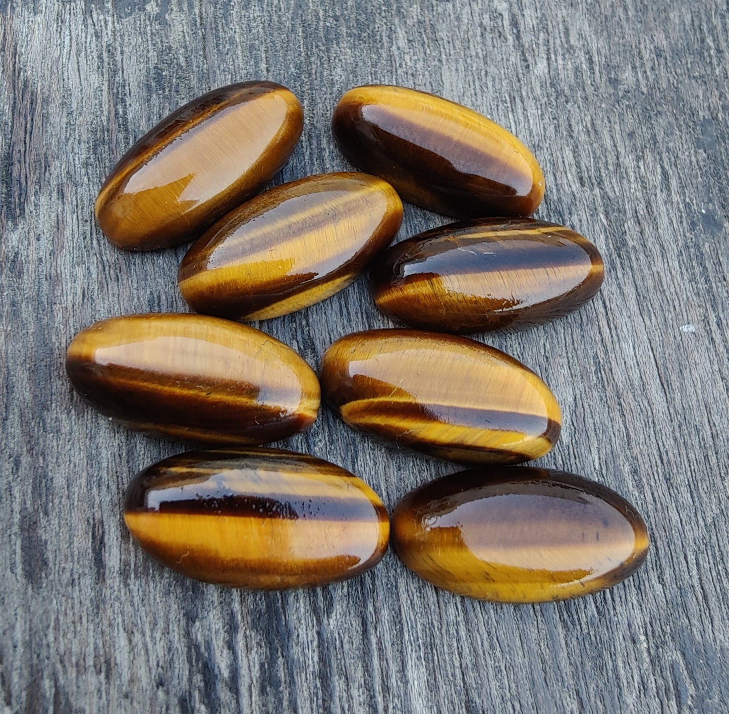 AAA+ QUALITY NATURAL TIGER EYE CABOCHON FLAT BACK BIG OVAL SHAPE CALIBRATED BEDA SHAPE GEMSTONES, ALL SIZES AVAILABLE