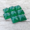 AAA+ QUALITY NATURAL GREEN ONYX SQUARE SHAPE CHECKER CUT FLAT BACK CALIBRATED GEMSTONES, ALL SIZES AVAILABLE