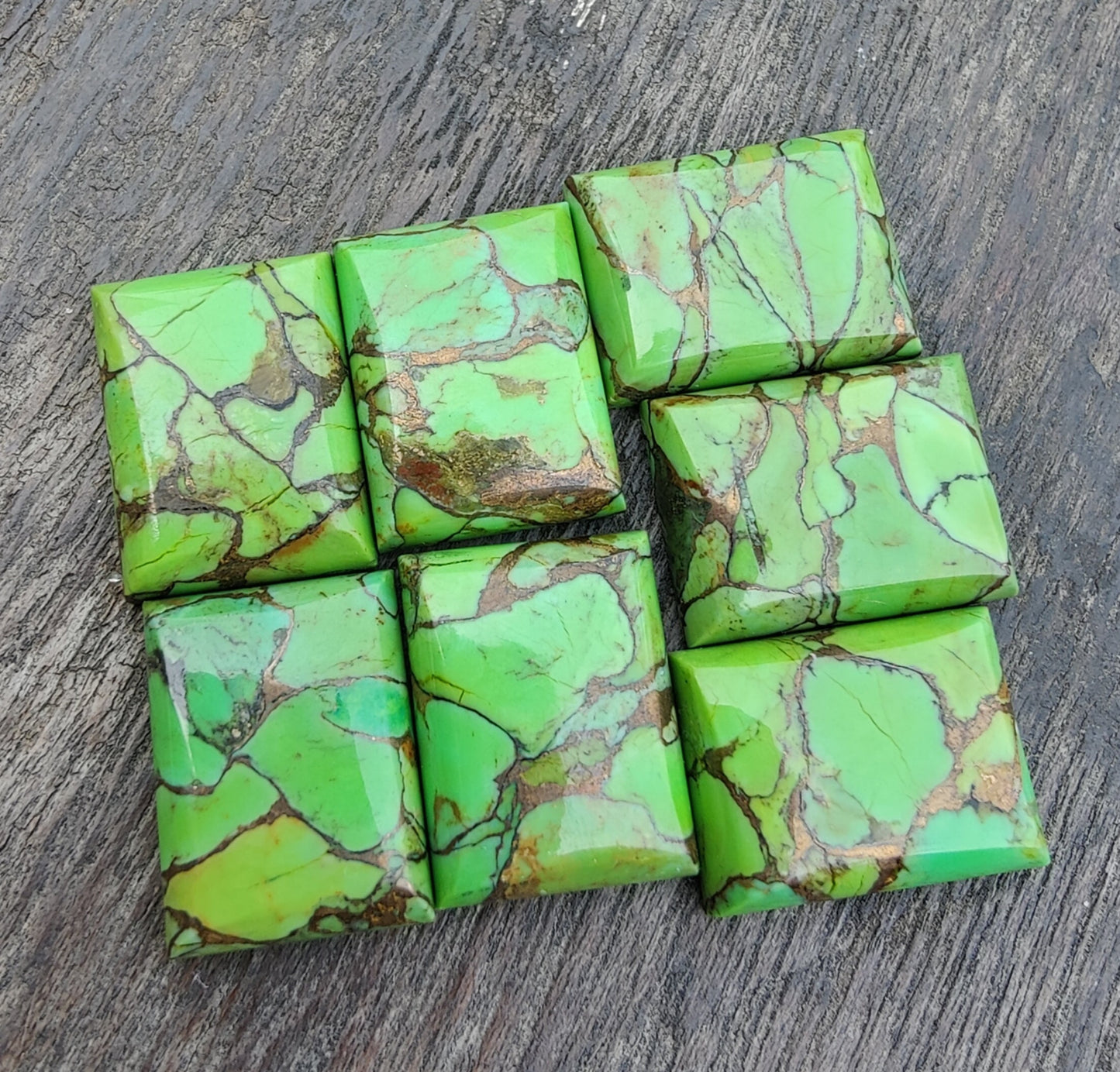 NATURAL GREEN COPPER TURQUOISE RECTANGLE SHAPE CABOCHON FLAT BACK CALIBRATED AAA+ QUALITY GEMSTONES, ALL SIZES AVAILABLE