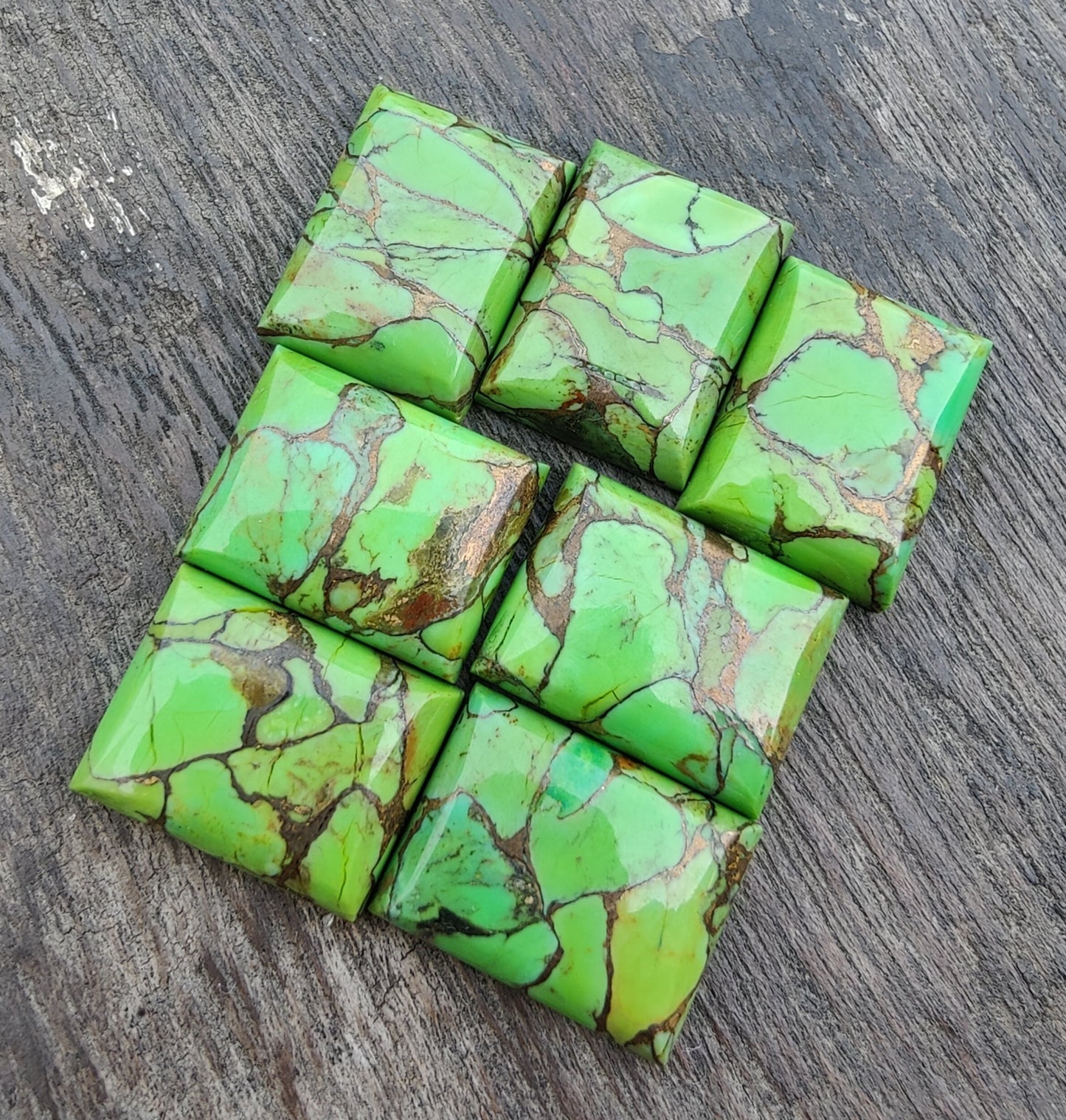 NATURAL GREEN COPPER TURQUOISE RECTANGLE SHAPE CABOCHON FLAT BACK CALIBRATED AAA+ QUALITY GEMSTONES, ALL SIZES AVAILABLE