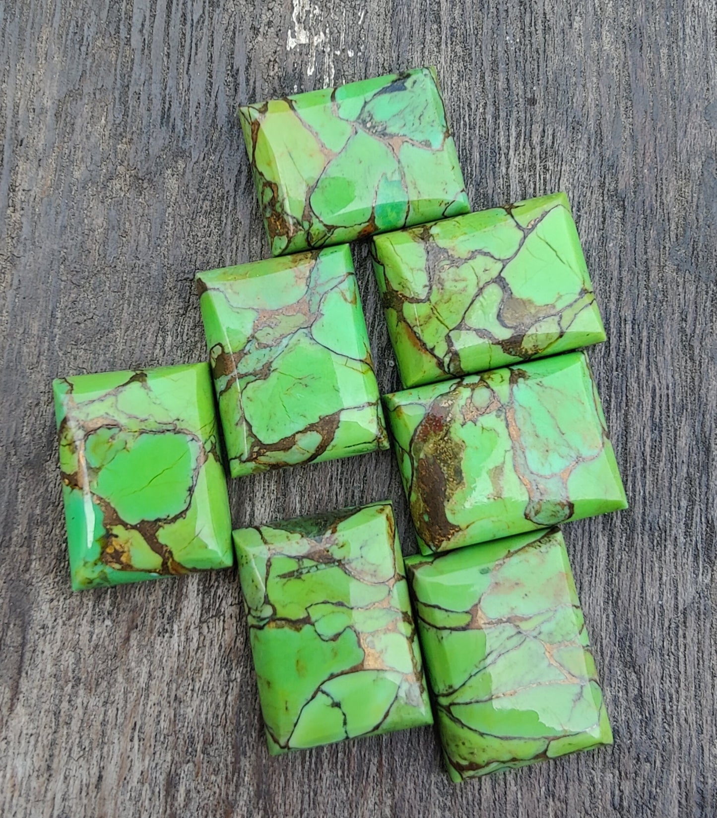 NATURAL GREEN COPPER TURQUOISE RECTANGLE SHAPE CABOCHON FLAT BACK CALIBRATED AAA+ QUALITY GEMSTONES, ALL SIZES AVAILABLE