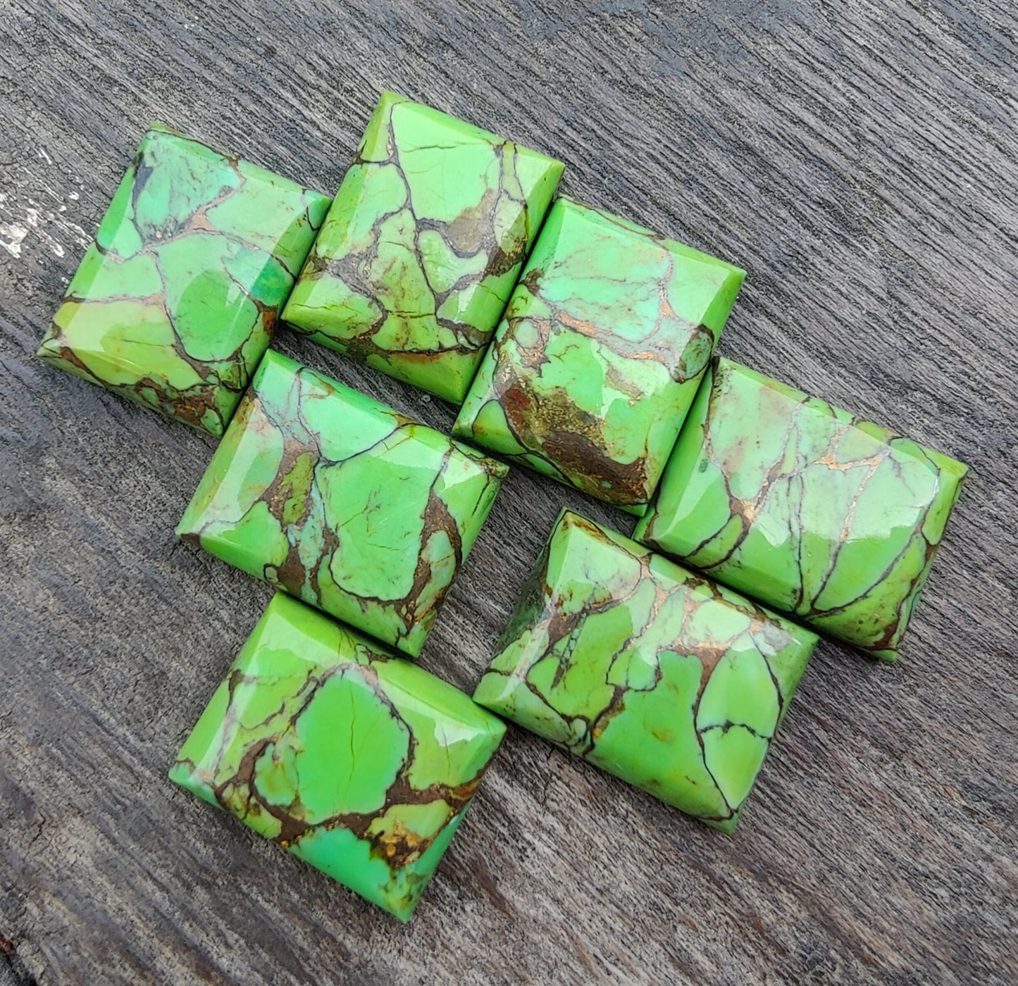NATURAL GREEN COPPER TURQUOISE RECTANGLE SHAPE CABOCHON FLAT BACK CALIBRATED AAA+ QUALITY GEMSTONES, ALL SIZES AVAILABLE