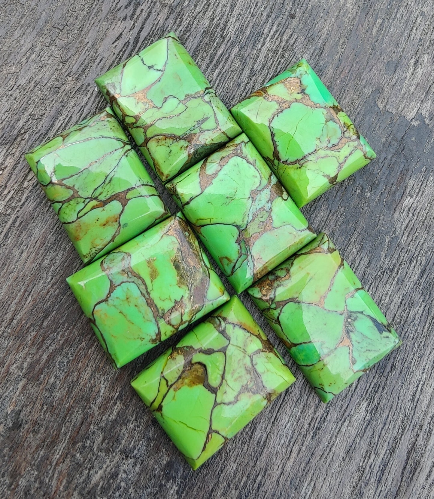 NATURAL GREEN COPPER TURQUOISE RECTANGLE SHAPE CABOCHON FLAT BACK CALIBRATED AAA+ QUALITY GEMSTONES, ALL SIZES AVAILABLE