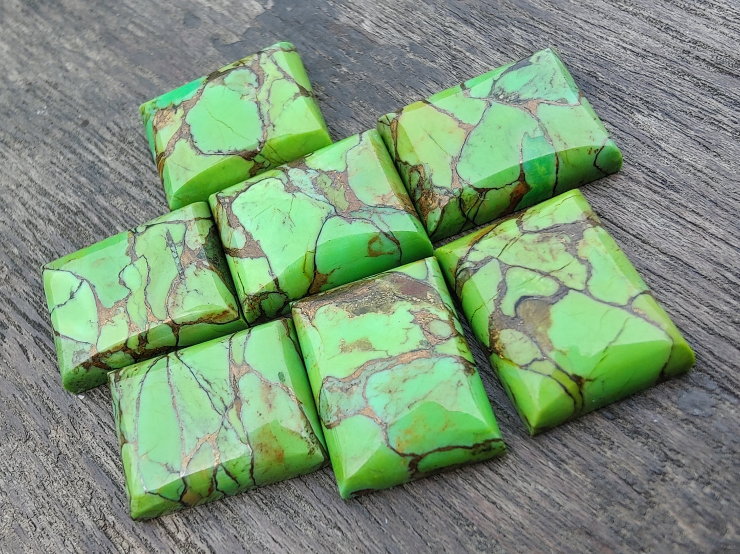 NATURAL GREEN COPPER TURQUOISE RECTANGLE SHAPE CABOCHON FLAT BACK CALIBRATED AAA+ QUALITY GEMSTONES, ALL SIZES AVAILABLE