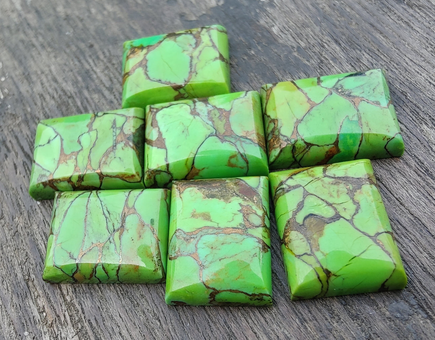 NATURAL GREEN COPPER TURQUOISE RECTANGLE SHAPE CABOCHON FLAT BACK CALIBRATED AAA+ QUALITY GEMSTONES, ALL SIZES AVAILABLE