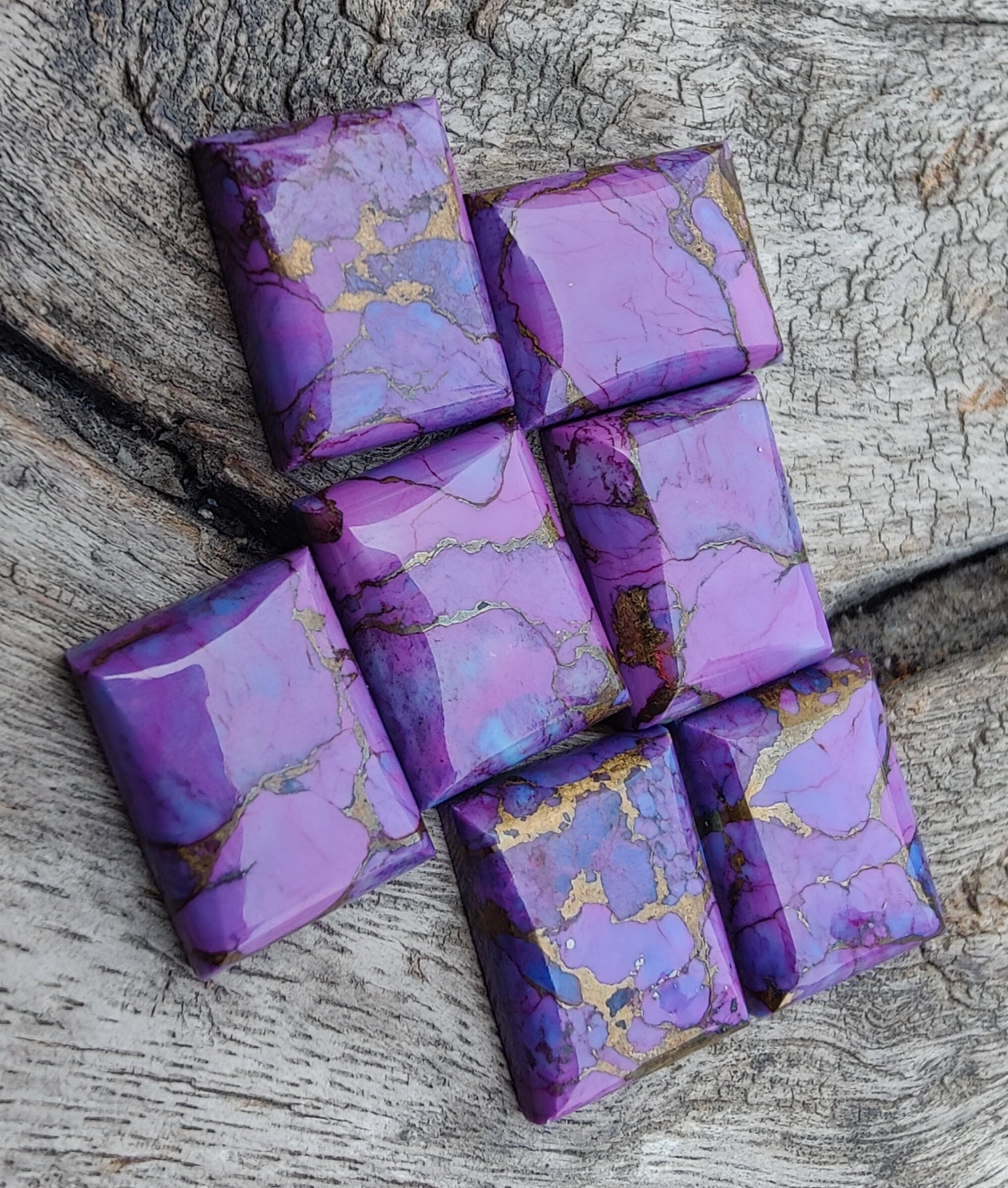 AAA+ QUALITY NATURAL PURPLE COPPER TURQUOISE RECTANGLE SHAPE CABOCHON FLAT BACK CALIBRATED LOOSE GEMSTONES, ALL SIZES AVAILABLE