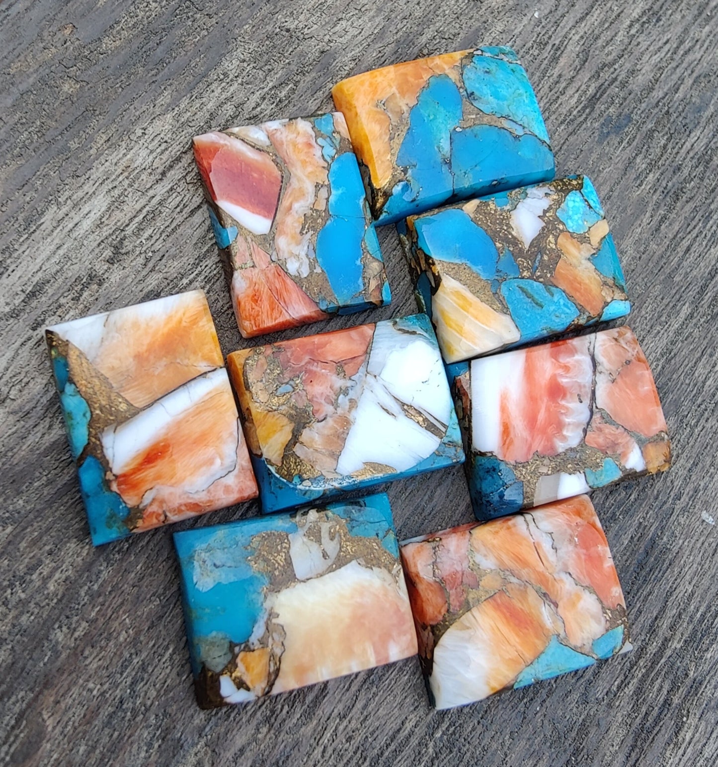 NATURAL SPINY OYSTER TURQUOISE RECTANGLE SHAPE CABOCHON FLAT BACK CALIBRATED AAA+ QUALITY LOOSE GEMSTONES, ALL SIZES AVAILABLE