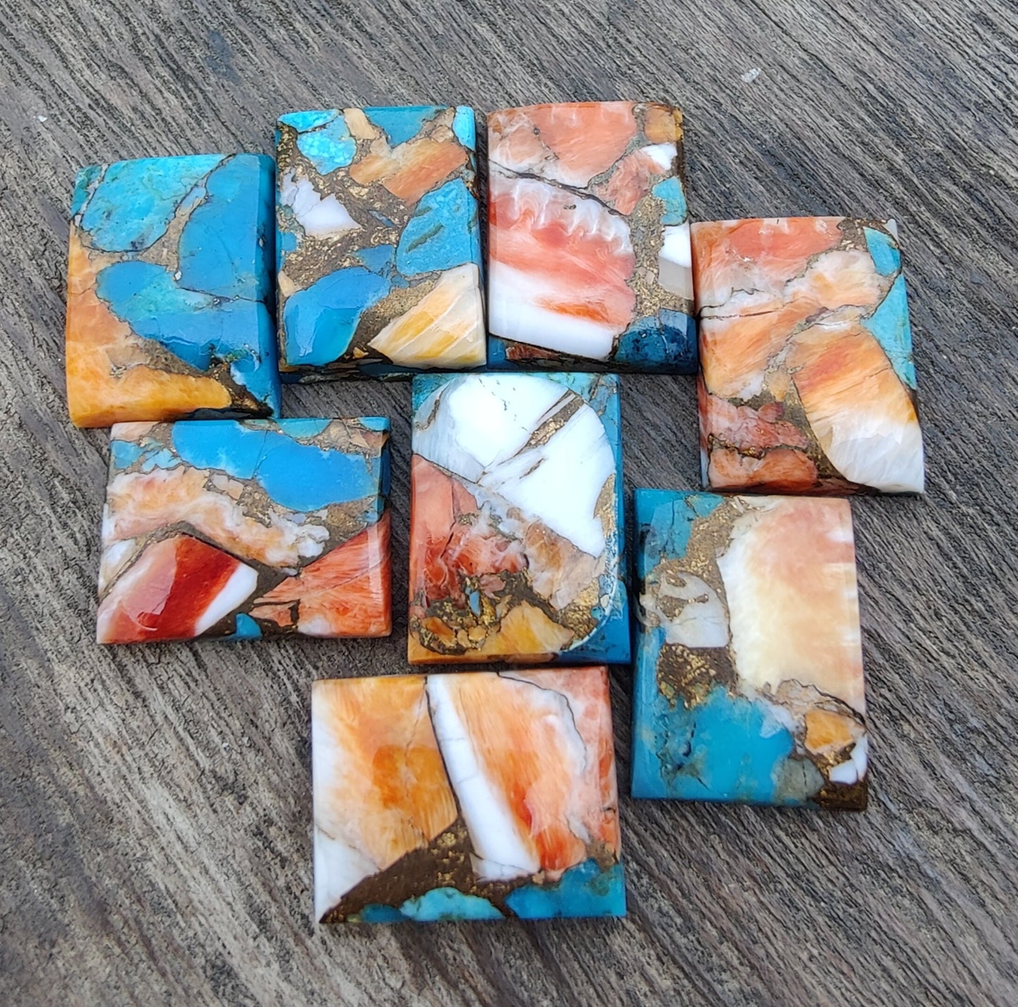 NATURAL SPINY OYSTER TURQUOISE RECTANGLE SHAPE CABOCHON FLAT BACK CALIBRATED AAA+ QUALITY LOOSE GEMSTONES, ALL SIZES AVAILABLE