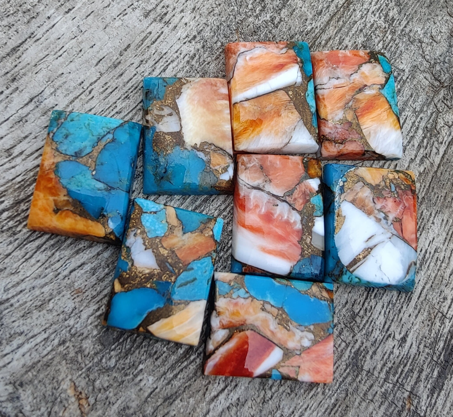 NATURAL SPINY OYSTER TURQUOISE RECTANGLE SHAPE CABOCHON FLAT BACK CALIBRATED AAA+ QUALITY LOOSE GEMSTONES, ALL SIZES AVAILABLE