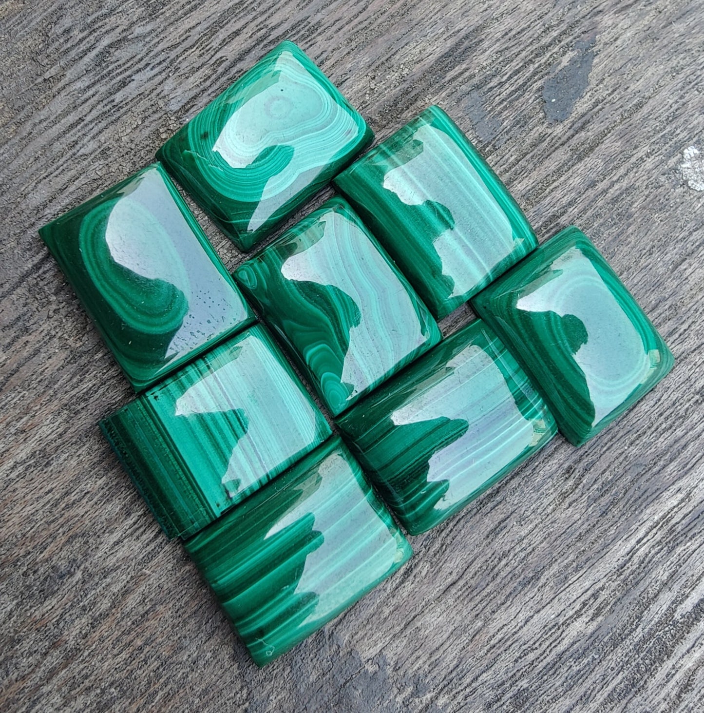 AAA+ QUALITY NATURAL MALACHITE RECTANGLE SHAPE CABOCHON FLAT BACK CALIBRATED LOOSE GEMSTONES, ALL SIZES AVAILABLE