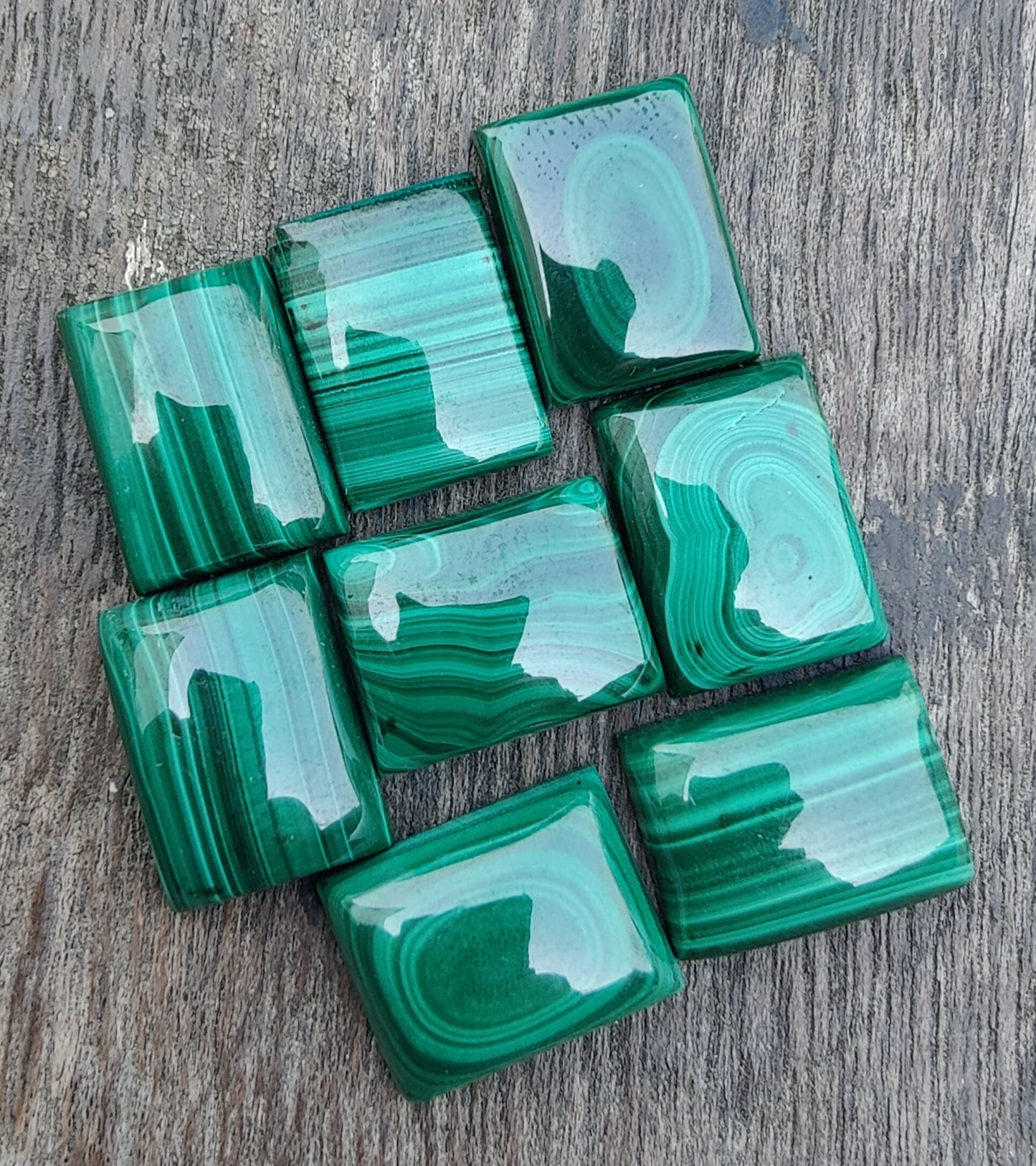 AAA+ QUALITY NATURAL MALACHITE RECTANGLE SHAPE CABOCHON FLAT BACK CALIBRATED LOOSE GEMSTONES, ALL SIZES AVAILABLE