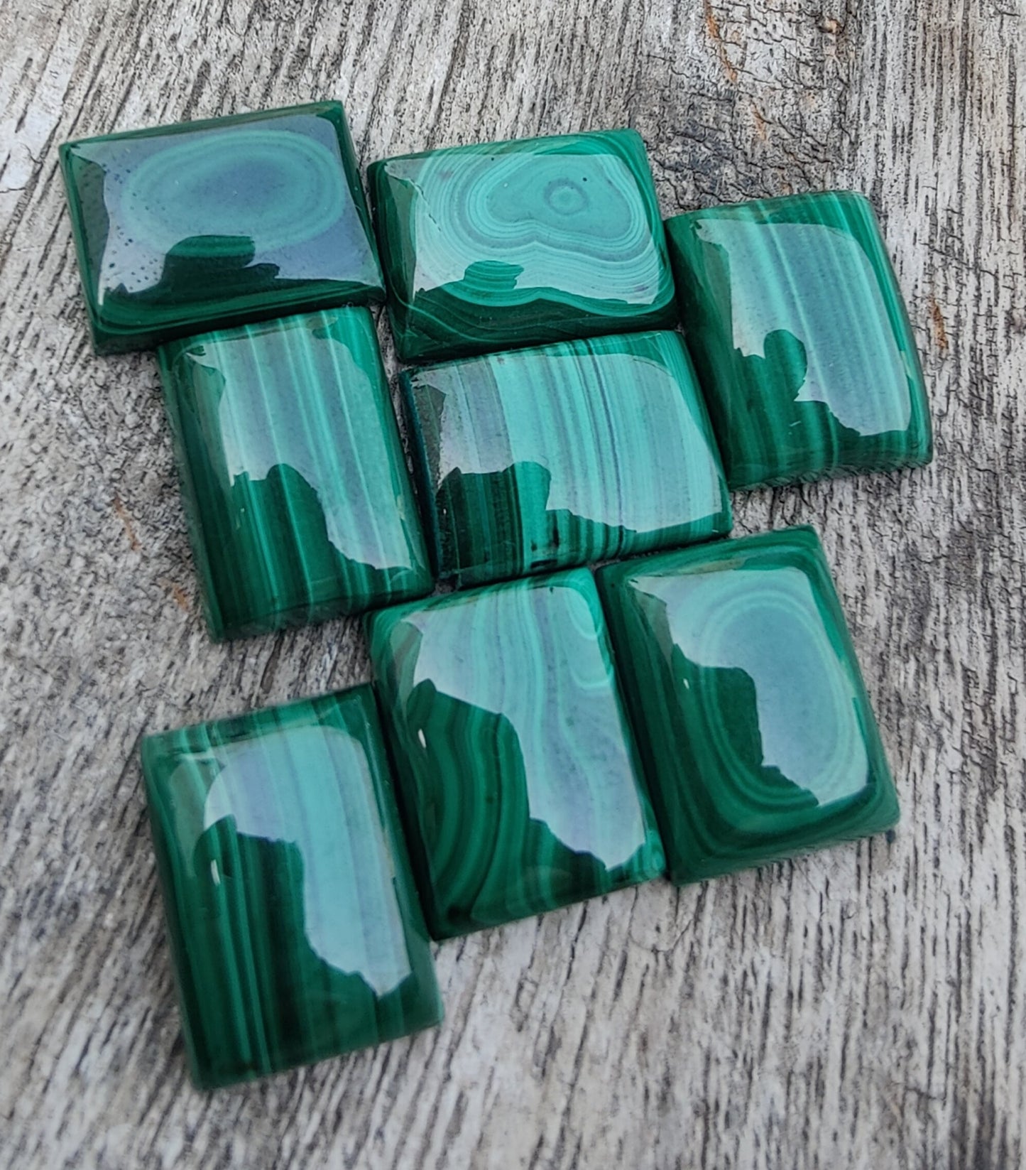 AAA+ QUALITY NATURAL MALACHITE RECTANGLE SHAPE CABOCHON FLAT BACK CALIBRATED LOOSE GEMSTONES, ALL SIZES AVAILABLE