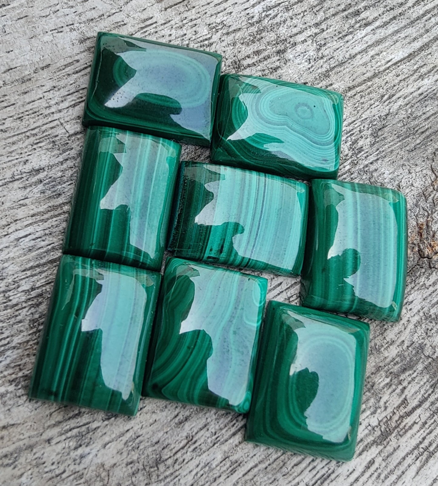 AAA+ QUALITY NATURAL MALACHITE RECTANGLE SHAPE CABOCHON FLAT BACK CALIBRATED LOOSE GEMSTONES, ALL SIZES AVAILABLE