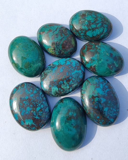 AAA+ QUALITY NATURAL CRYSOCOLLA OVAL SHAPE CABOCHON FLAT BACK CALIBRATED WHOLESALE LOOSE GEMSTONES, ALL SIZES AVAILABLE