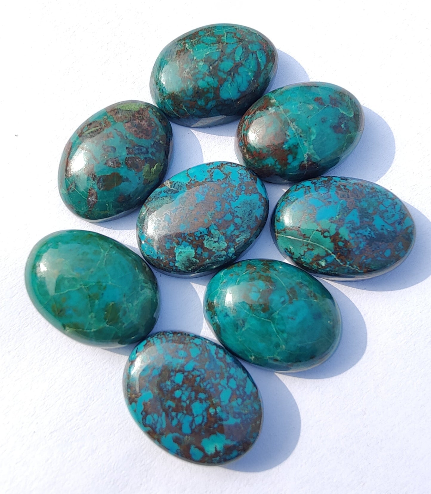 AAA+ QUALITY NATURAL CRYSOCOLLA OVAL SHAPE CABOCHON FLAT BACK CALIBRATED WHOLESALE LOOSE GEMSTONES, ALL SIZES AVAILABLE