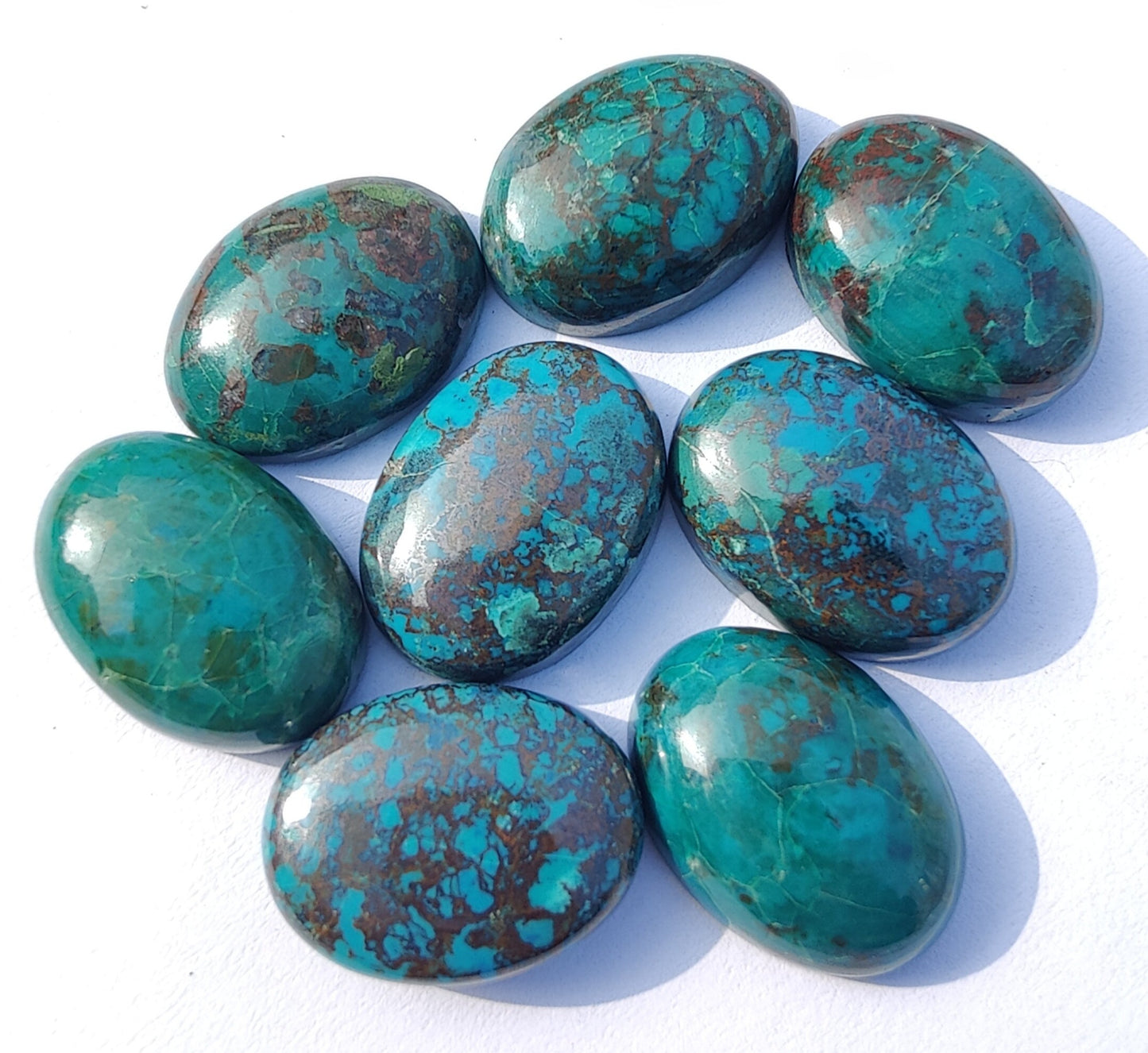 AAA+ QUALITY NATURAL CRYSOCOLLA OVAL SHAPE CABOCHON FLAT BACK CALIBRATED WHOLESALE LOOSE GEMSTONES, ALL SIZES AVAILABLE