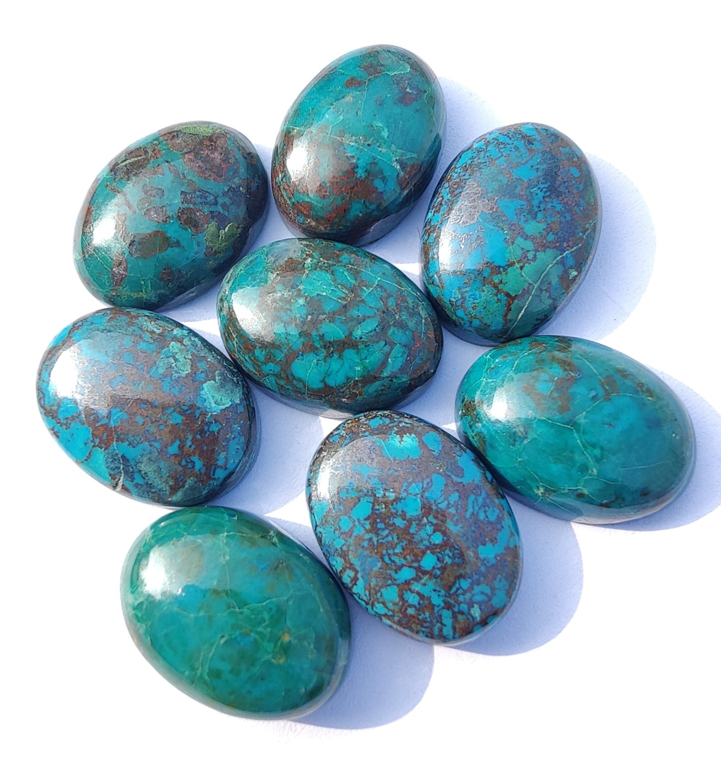 AAA+ QUALITY NATURAL CRYSOCOLLA OVAL SHAPE CABOCHON FLAT BACK CALIBRATED WHOLESALE LOOSE GEMSTONES, ALL SIZES AVAILABLE