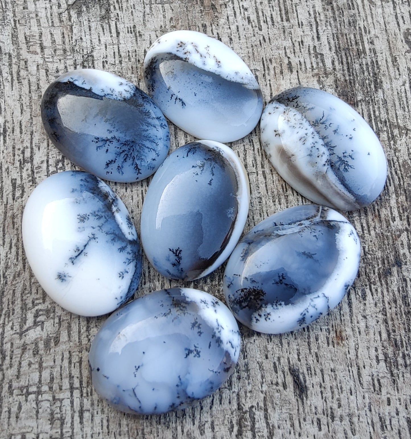 NATURAL DENDRITIC AGATE OVAL SHAPE CABOCHON FLAT BACK AAA+ QUALITY CALIBRATED LOOSE GEMSTONES, ALL SIZES AVAILABLE