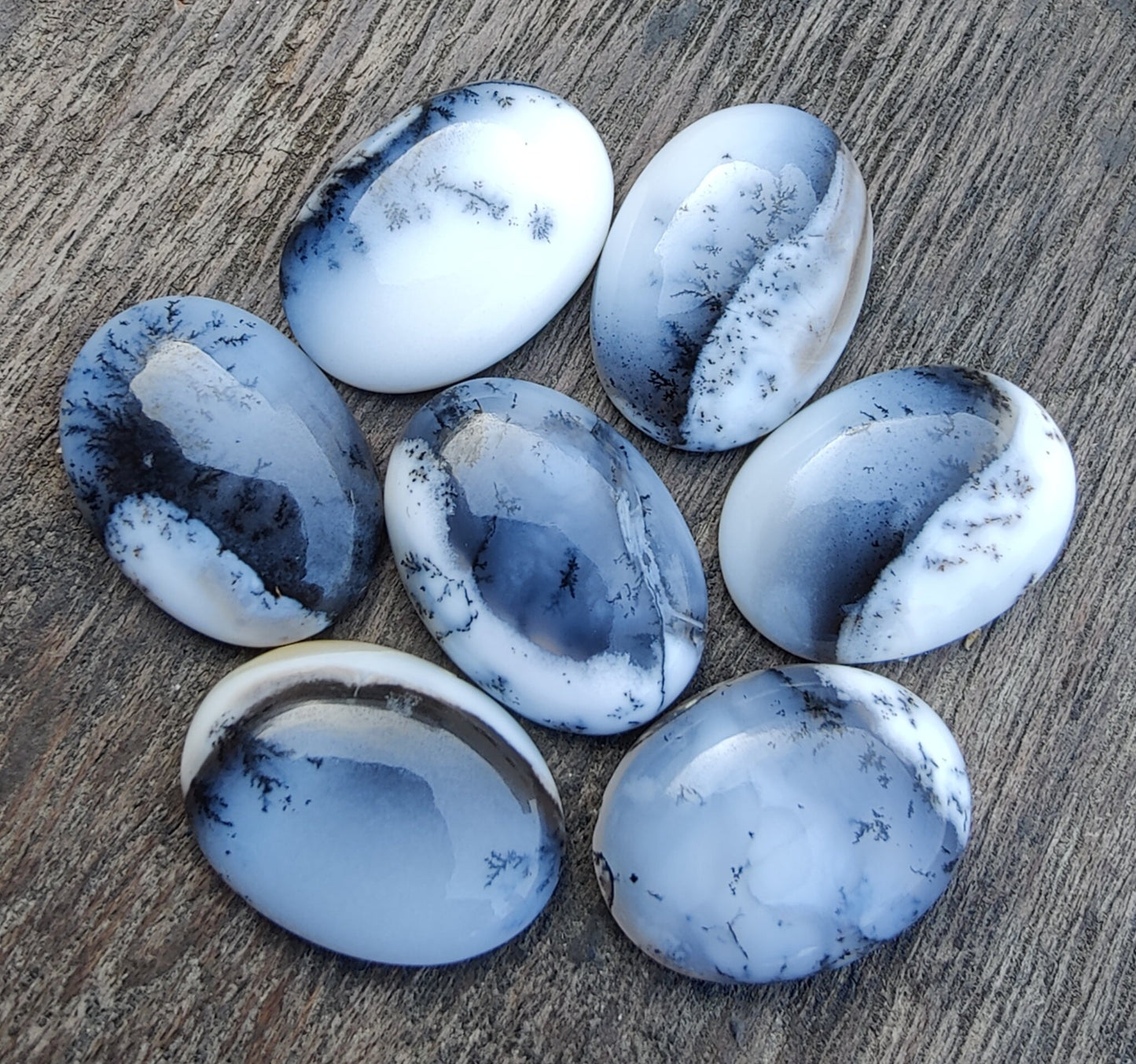 NATURAL DENDRITIC AGATE OVAL SHAPE CABOCHON FLAT BACK AAA+ QUALITY CALIBRATED LOOSE GEMSTONES, ALL SIZES AVAILABLE