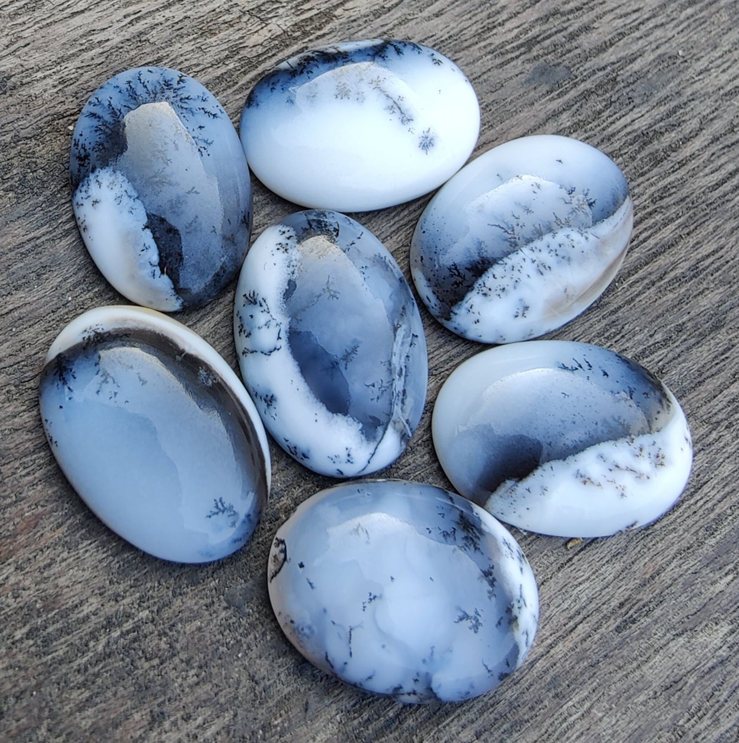 NATURAL DENDRITIC AGATE OVAL SHAPE CABOCHON FLAT BACK AAA+ QUALITY CALIBRATED LOOSE GEMSTONES, ALL SIZES AVAILABLE