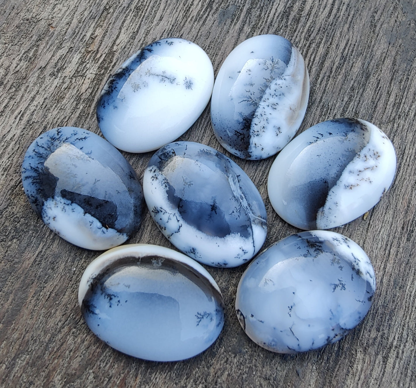 NATURAL DENDRITIC AGATE OVAL SHAPE CABOCHON FLAT BACK AAA+ QUALITY CALIBRATED LOOSE GEMSTONES, ALL SIZES AVAILABLE