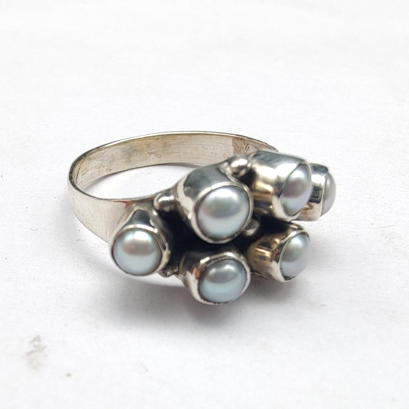 925 SOLID STERLING SILVER NATURAL PEARL GEMSTONES HANDMADE RING, ALL SIZES AVAILABLE