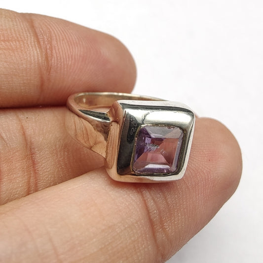 925 SOLID STERLING SILVER NATURAL AMETHYST GEMSTONES HANDMADE RING, ALL SIZES AVAILABLE
